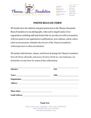 Theresa Foundation Photo Release Form